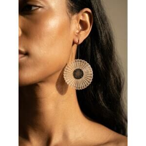 Woven Sunburst Earrings – Modernist Mixed Media Drops